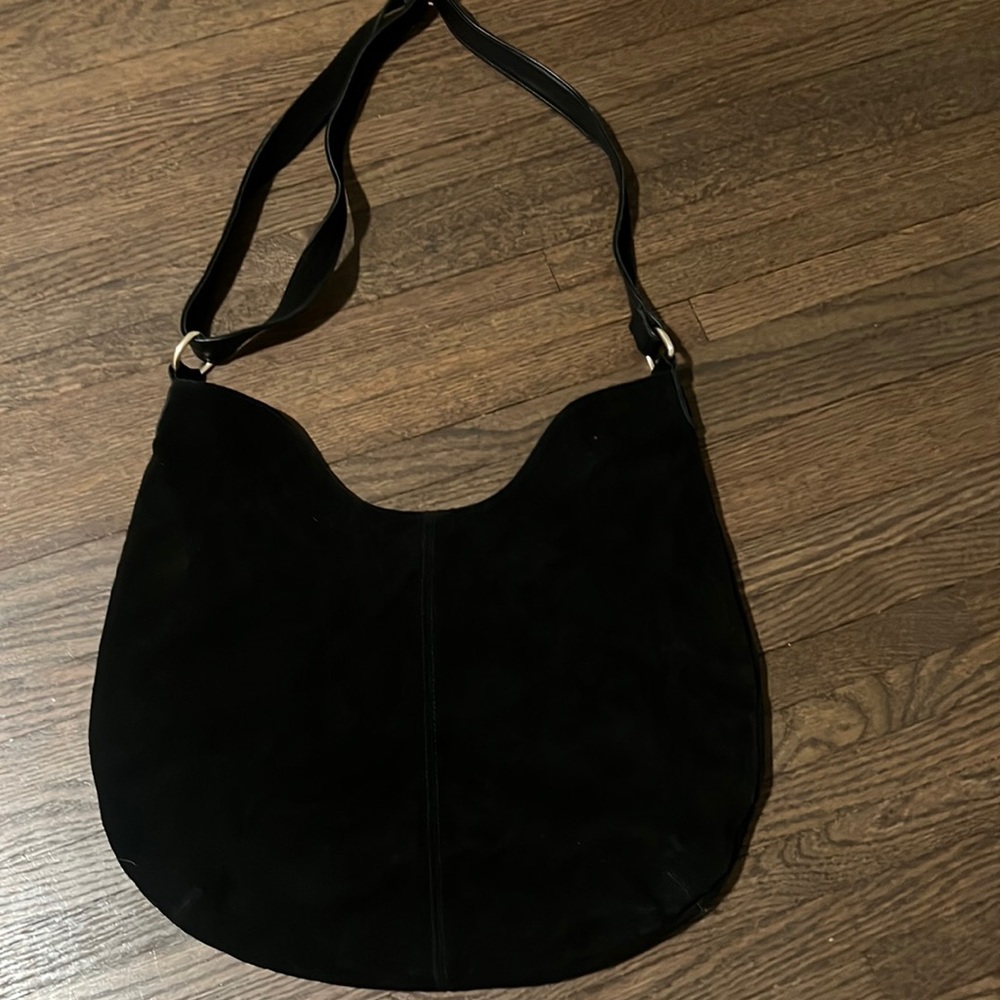 Elle Jae black vegan suede bag.